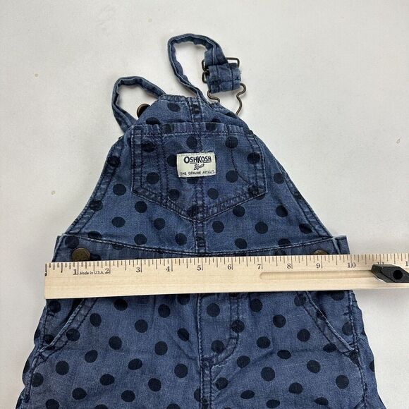 OshKosh B'Gosh Denim Blue Jean Overalls Polka Dot Size 18M 100% Cotton Vestbak - Picture 3 of 12